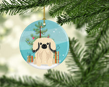 Load image into Gallery viewer, Merry Christmas Tree Pekingnese Cream Ornament - Round Ceramic Ornament – Artist-Designed Keepsake Decoration BB4231CO1