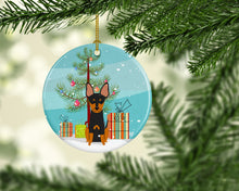 Load image into Gallery viewer, Merry Christmas Tree English Toy Terrier Ornament - Round Ceramic Ornament – Artist-Designed Keepsake Decoration BB4234CO1