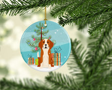 Load image into Gallery viewer, Merry Christmas Tree English Foxhound Ornament - Round Ceramic Ornament – Artist-Designed Keepsake Decoration BB4235CO1