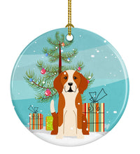 Load image into Gallery viewer, Merry Christmas Tree English Foxhound Ornament - Round Ceramic Ornament – Artist-Designed Keepsake Decoration BB4235CO1