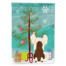 Load image into Gallery viewer, Merry Christmas Tree Chinese Crested Cream Flag Canvas House Size BB4238CHF