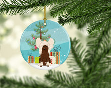 Load image into Gallery viewer, Merry Christmas Tree Chinese Crested Cream Ornament - Round Ceramic Ornament – Artist-Designed Keepsake Decoration BB4238CO1