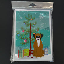 Load image into Gallery viewer, Merry Christmas Tree Flashy Fawn Boxer Greeting Cards Pack of 8