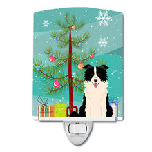 Load image into Gallery viewer, Merry Christmas Tree Border Collie Black White Ceramic Night Light BB4243CNL
