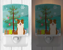 Load image into Gallery viewer, Merry Christmas Tree Border Collie Red White Ceramic Night Light BB4244CNL