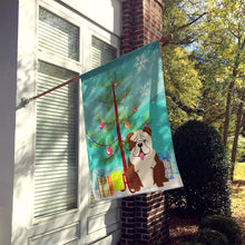 Load image into Gallery viewer, Merry Christmas Tree English Bulldog Brindle White Flag Canvas House Size BB4246CHF