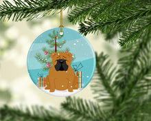 Load image into Gallery viewer, Merry Christmas Tree English Bulldog Red Ornament - Round Ceramic Ornament – Artist-Designed Keepsake Decoration BB4247CO1