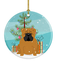Load image into Gallery viewer, Merry Christmas Tree English Bulldog Red Ornament - Round Ceramic Ornament – Artist-Designed Keepsake Decoration BB4247CO1