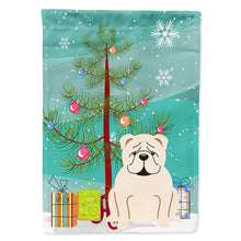 Load image into Gallery viewer, Merry Christmas Tree English Bulldog White Flag Canvas House Size BB4248CHF