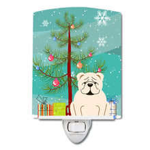 Load image into Gallery viewer, Merry Christmas Tree English Bulldog White Ceramic Night Light BB4248CNL