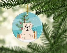 Load image into Gallery viewer, Merry Christmas Tree English Bulldog White Ornament - Round Ceramic Ornament – Artist-Designed Keepsake Decoration BB4248CO1