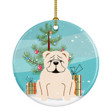 Load image into Gallery viewer, Merry Christmas Tree English Bulldog White Ornament - Round Ceramic Ornament – Artist-Designed Keepsake Decoration BB4248CO1