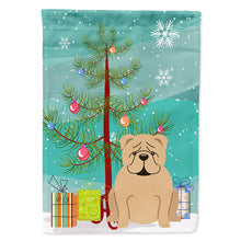 Load image into Gallery viewer, Merry Christmas Tree English Bulldog Fawn Flag Canvas House Size BB4249CHF