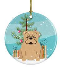 Load image into Gallery viewer, Merry Christmas Tree English Bulldog Fawn Ornament - Round Ceramic Ornament – Artist-Designed Keepsake Decoration BB4249CO1