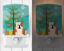 Load image into Gallery viewer, Merry Christmas Tree English Bulldog Fawn White Ceramic Night Light BB4250CNL