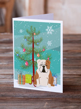 Load image into Gallery viewer, Merry Christmas Tree English Bulldog Fawn White Greeting Cards Pack of 8