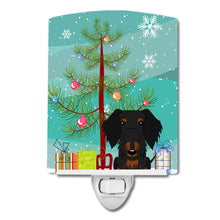 Load image into Gallery viewer, Merry Christmas Tree Wire Haired Dachshund Black Tan Ceramic Night Light BB4252CNL