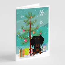 Load image into Gallery viewer, Merry Christmas Tree Wire Haired Dachshund Black Tan Greeting Cards Pack of 8