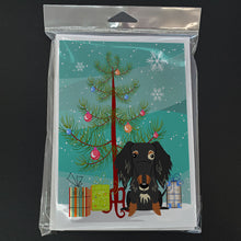 Load image into Gallery viewer, Merry Christmas Tree Wire Haired Dachshund Dapple Greeting Cards Pack of 8