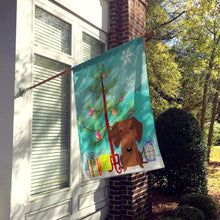 Load image into Gallery viewer, Merry Christmas Tree Dachshund Red Brown Flag Canvas House Size BB4255CHF