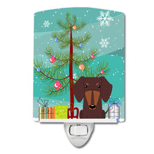 Load image into Gallery viewer, Merry Christmas Tree Dachshund Chocolate Ceramic Night Light BB4256CNL