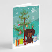 Load image into Gallery viewer, Merry Christmas Tree Dachshund Chocolate Greeting Cards Pack of 8