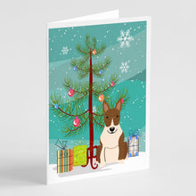 Load image into Gallery viewer, Merry Christmas Tree Bull Terrier Brindle Greeting Cards Pack of 8