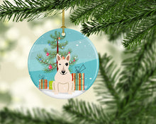 Load image into Gallery viewer, Merry Christmas Tree Bull Terrier White Ornament - Round Ceramic Ornament – Artist-Designed Keepsake Decoration BB4263CO1