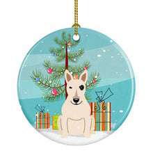 Load image into Gallery viewer, Merry Christmas Tree Bull Terrier White Ornament - Round Ceramic Ornament – Artist-Designed Keepsake Decoration BB4263CO1