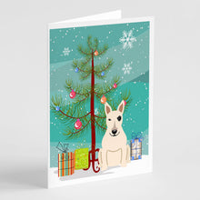 Load image into Gallery viewer, Merry Christmas Tree Bull Terrier White Greeting Cards Pack of 8