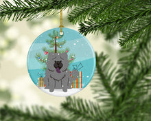 Load image into Gallery viewer, Merry Christmas Tree Chow Chow Blue Ornament - Round Ceramic Ornament – Artist-Designed Keepsake Decoration BB4264CO1