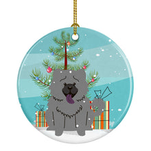 Load image into Gallery viewer, Merry Christmas Tree Chow Chow Blue Ornament - Round Ceramic Ornament – Artist-Designed Keepsake Decoration BB4264CO1