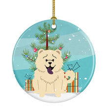Load image into Gallery viewer, Merry Christmas Tree Chow Chow White Ornament - Round Ceramic Ornament – Artist-Designed Keepsake Decoration BB4265CO1
