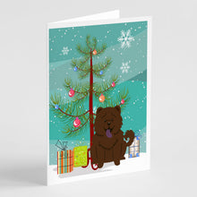 Load image into Gallery viewer, Merry Christmas Tree Chow Chow Chocolate Greeting Cards Pack of 8