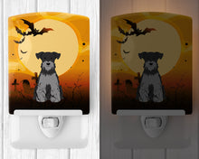 Load image into Gallery viewer, Halloween Miniature Schanuzer Black Silver Ceramic Night Light BB4318CNL