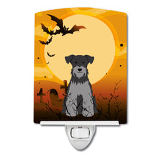 Load image into Gallery viewer, Halloween Miniature Schanuzer Black Silver Ceramic Night Light BB4318CNL