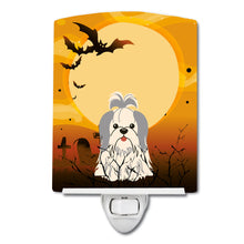Load image into Gallery viewer, Halloween Shih Tzu Silver White Ceramic Night Light BB4351CNL