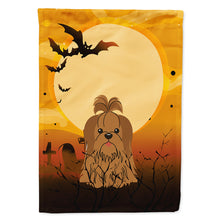 Load image into Gallery viewer, Halloween Shih Tzu Silver Chocolate Flag Canvas House Size BB4352CHF