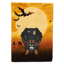 Load image into Gallery viewer, Halloween Wire Haired Dachshund Dapple Flag Canvas House Size BB4394CHF