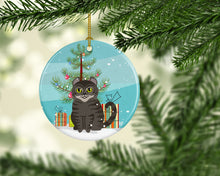 Load image into Gallery viewer, American Curl Cat Merry Christmas Tree Ornament - Round Ceramic Ornament – Artist-Designed Keepsake Decoration BB4412CO1