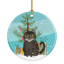 Load image into Gallery viewer, American Curl Cat Merry Christmas Tree Ornament - Round Ceramic Ornament – Artist-Designed Keepsake Decoration BB4412CO1