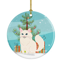 Load image into Gallery viewer, Turkish Angora Cat Merry Christmas Tree Ornament - Round Ceramic Ornament – Artist-Designed Keepsake Decoration BB4413CO1