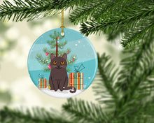 Load image into Gallery viewer, Chartreux Cat Merry Christmas Tree Ornament - Round Ceramic Ornament – Artist-Designed Keepsake Decoration BB4418CO1