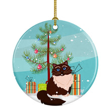 Load image into Gallery viewer, Himalayan Cat Merry Christmas Tree Ornament - Round Ceramic Ornament – Artist-Designed Keepsake Decoration BB4421CO1