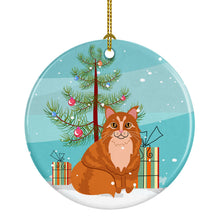 Load image into Gallery viewer, Maine Coon Cat Merry Christmas Tree Ornament - Round Ceramic Ornament – Artist-Designed Keepsake Decoration BB4423CO1