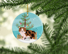 Load image into Gallery viewer, Manx Cat Merry Christmas Tree Ornament - Round Ceramic Ornament – Artist-Designed Keepsake Decoration BB4424CO1