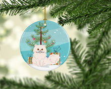 Load image into Gallery viewer, Persian Cat Merry Christmas Tree Ornament - Round Ceramic Ornament – Artist-Designed Keepsake Decoration BB4425CO1
