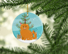 Load image into Gallery viewer, Scottish Fold Cat Merry Christmas Tree Ornament - Round Ceramic Ornament – Artist-Designed Keepsake Decoration BB4428CO1