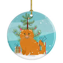 Load image into Gallery viewer, Scottish Fold Cat Merry Christmas Tree Ornament - Round Ceramic Ornament – Artist-Designed Keepsake Decoration BB4428CO1