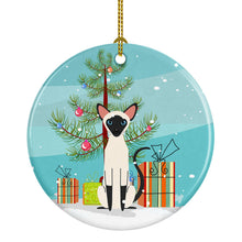 Load image into Gallery viewer, Siamese Cat Merry Christmas Tree Ornament - Round Ceramic Ornament – Artist-Designed Keepsake Decoration BB4429CO1